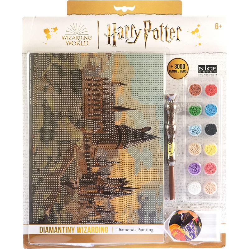 DIAMANTINY Harry Potter - Landscape Hogwarts - Kit crea il Mosaico, Attività Crystal Art, Diamond Painting, 1 Quadro A4, Multico