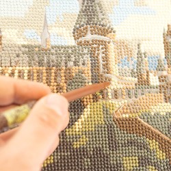 DIAMANTINY Harry Potter - Landscape Hogwarts - Kit crea il Mosaico, Attività Crystal Art, Diamond Painting, 1 Quadro A4, Multico