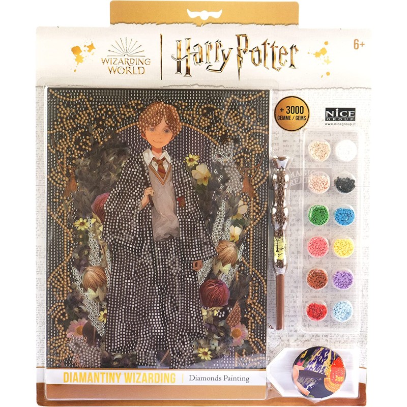 DIAMANTINY Harry Potter – Yume Fantasy Ron – Kit crea il Mosaico, Attività Crystal Art, Diamond Painting, 1 Quadro A4, Multicolo