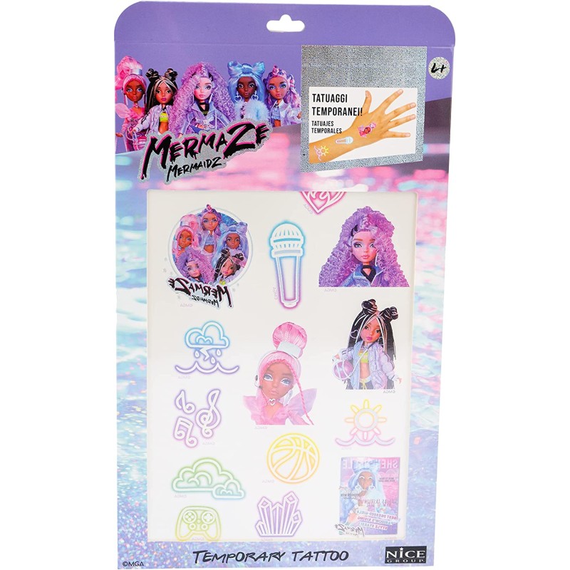 Nice Group - Mermaze Temporary Tattoo - Tatuaggi Temporanei delle Ragazze Sirene per Bambini - NICE27008