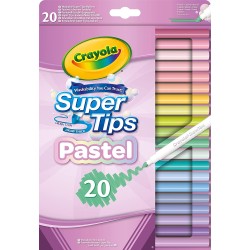 CRAYOLA Pastel- Super Tips, Pennarelli Lavabili Punta Media, Confezione da 20 Pezzi, per Scuola e Tempo Libero, Colori Assortiti