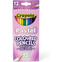 CRAYOLA Pastel, Matite Colorate da Disegno, Confezione da 12 pezzi, per Scuola e Tempo Libero, Colori Assortiti Pastello - CRA68