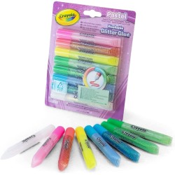 Crayola Pastel- Colle Glitter Lavabili, Confezione da 8 pezzi, per Lavoretti a Scuola e nel Tempo Libero, Colori Assortiti Paste