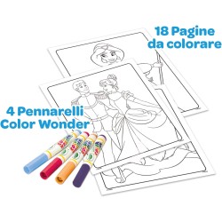 CRAYOLA - Color Wonder, Coloring Set con 18 Pagine 4 Pennarelli Senza Macchia, Soggetto Disney Princess, Assortiti, 4 unità (Con