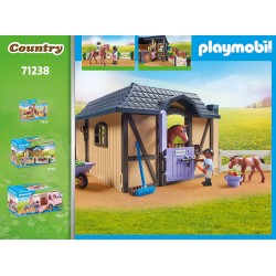 Playmobil - Country 71238 Stalla con Recinto, box per cavalli con paddock annesso, cavallo e puledro per il maneggio