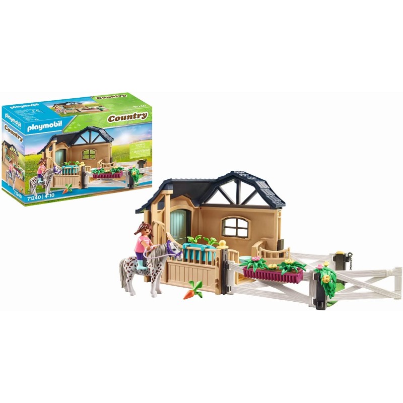 Playmobil - Country 71240 Estensione Stalla, Set di estensione con pony, adatto per ampliare il maneggio