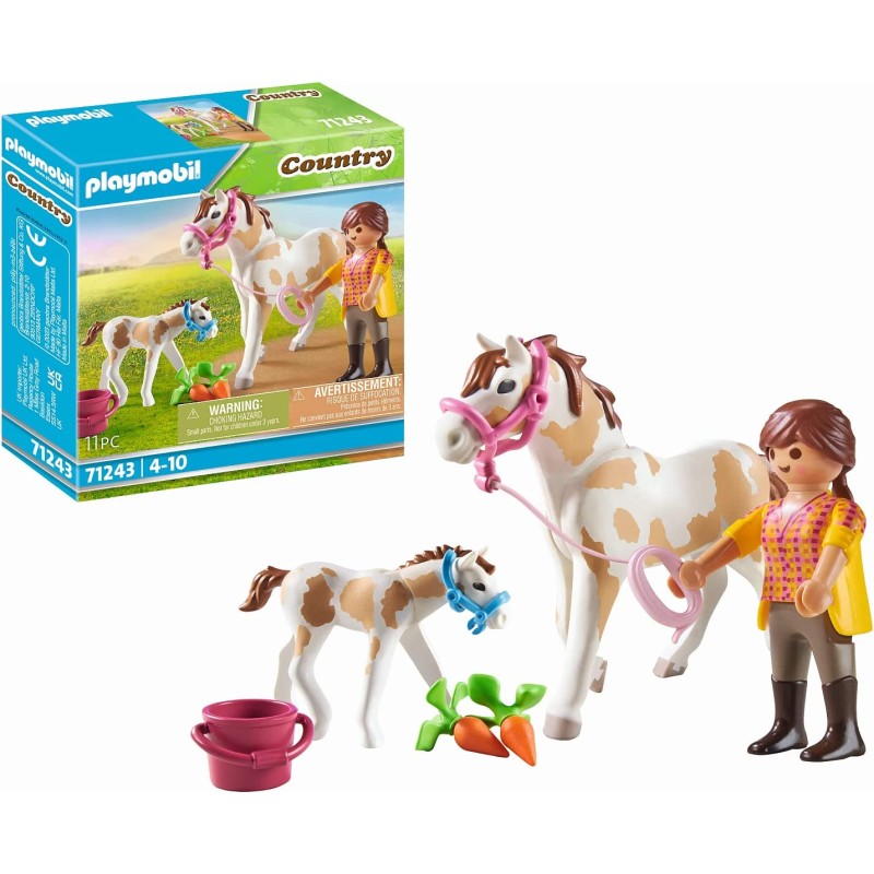 Playmobil - Country 71243 Ragazza con Cavallo e Puledro, Animali per il maneggio e la fattoria