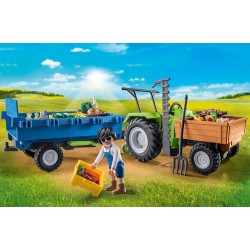 Playmobil - Country 71249 Trattore con Rimorchio, incl. cassete per il trasporto, trattore verde per la fattoria biologica, gioc