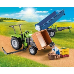 Playmobil - Country 71249 Trattore con Rimorchio, incl. cassete per il trasporto, trattore verde per la fattoria biologica, gioc