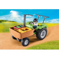 Playmobil - Country 71249 Trattore con Rimorchio, incl. cassete per il trasporto, trattore verde per la fattoria biologica, gioc