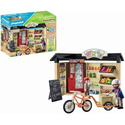 Playmobil - Country 71250 Bottega Agricola aperta 24 ore su 24, bicicletta con rimorchio, negozio di prodotti agricoli biologici
