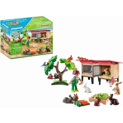 Playmobil - Country 71252 Recinto dei Conigli, Animali per la fattoria biologica, Giocattoli sostenibili
