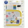 Album Disegna e Cancella Zebra - Mini libro da colorare a gesso, con 4 pennarelli Wishy Washy, riutilizzabile, per casa e in via