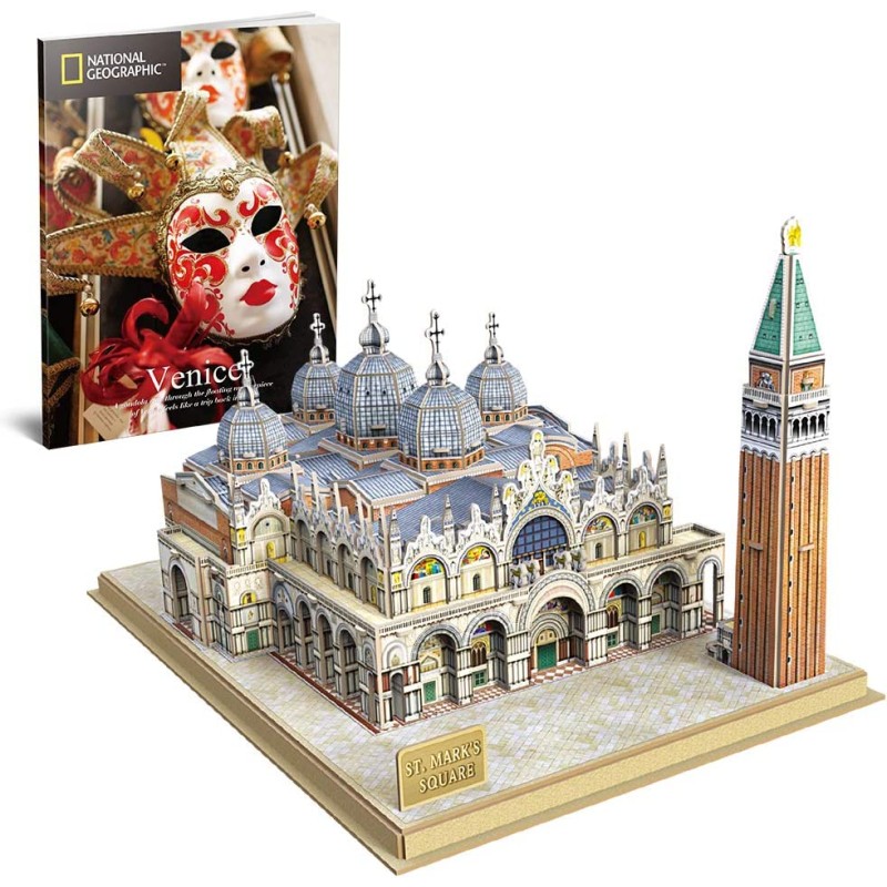 CubicFun - National Geographic Puzzle 3D Piazza di San Marco, con Libretto di Fotografia, 107 pezzi - DS0980H.CBF