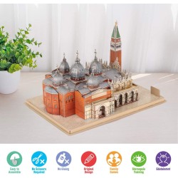 CubicFun - National Geographic Puzzle 3D Piazza di San Marco, con Libretto di Fotografia, 107 pezzi - DS0980H.CBF