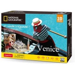 CubicFun - National Geographic Puzzle 3D Piazza di San Marco, con Libretto di Fotografia, 107 pezzi - DS0980H.CBF