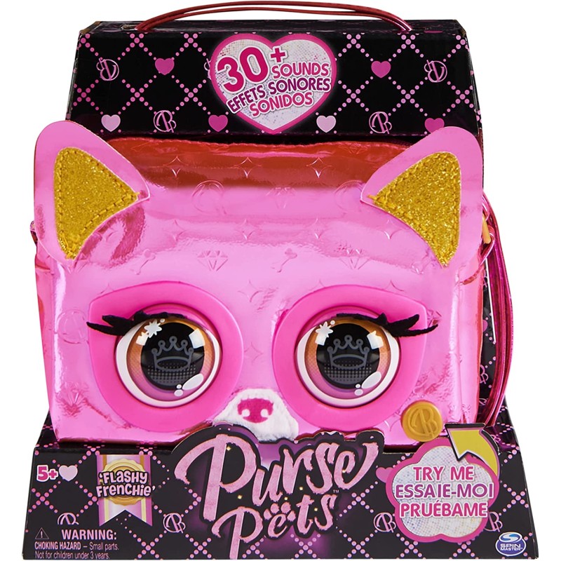 Purse Pets | Borsetta in Versione Metallic Cagnolino | Oltre 30 Effetti sonori e reazioni, Giocattoli per Bambine dai 4 Anni in 