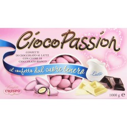 CRISPO CiocoPassion Rosa - Confetti di cioccolato al latte, con Cuore di Cioccolato Bianco - 1kg, 07145