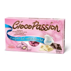 CRISPO CiocoPassion Rosa - Confetti di cioccolato al latte, con Cuore di Cioccolato Bianco - 1kg, 07145