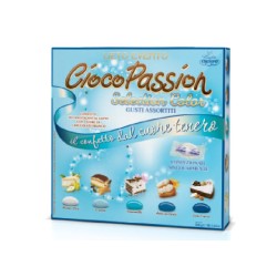 CRISPO Confetti ciocopassion gusti assortiti scatola box lieto evento copertura celeste 500g, 09778