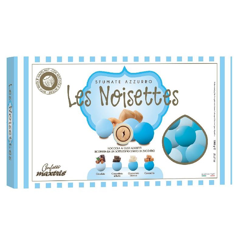 MAXTRIS Confetti Les Noisettes alla Nocciola Sfumati Azzurro Tondi (4 gusti) 1kg, MAX040