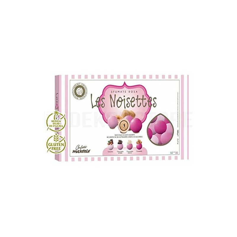 MAXTRIS Confetti Les Noisettes alla Nocciola Sfumati Rosa Tondi (4 gusti) 1kg, MAX041