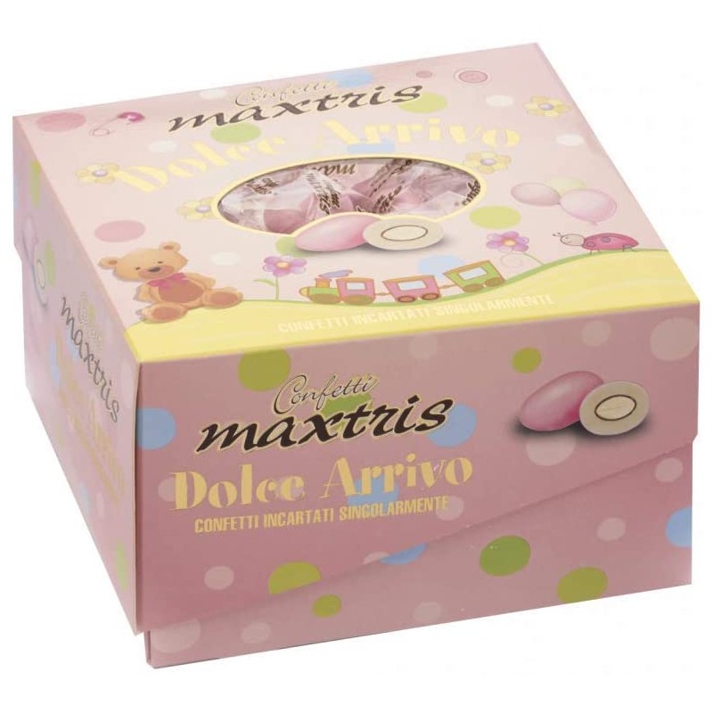 MAXTRIS Confetti Vassoio Dolce Arrivo Rosa alla Mandorla 500gr, MAX103