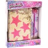 Nice Group - Girabrilla Fashion Diary Magenta Star, Diario con Paillettes Reversibili, Penna Pom, Adesivi Gemme e Stickers, Colo