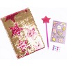 Nice Group - Girabrilla Fashion Diary Magenta Star, Diario con Paillettes Reversibili, Penna Pom, Adesivi Gemme e Stickers, Colo