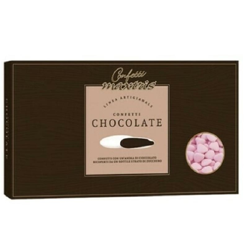 MAXTRIS Confetti Cuori Piccoli Rosa, Cioccolato Fondente 1 Kg.