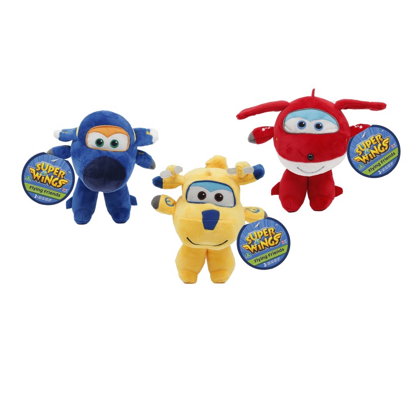 Super Wings - Aereo Peluche Jett, Donnie, Jerome, 3 assortimenti