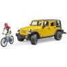 BRUDER 02543 - Jeep Wrangler Rubicon Unlimited con 1 mountain bike e ciclisti