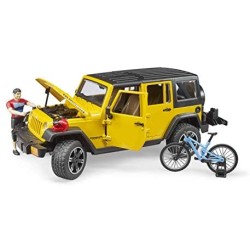BRUDER 02543 - Jeep Wrangler Rubicon Unlimited con 1 mountain bike e ciclisti