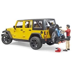 BRUDER 02543 - Jeep Wrangler Rubicon Unlimited con 1 mountain bike e ciclisti