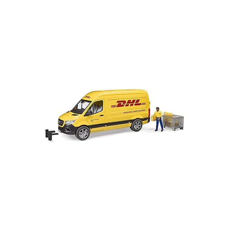 BRUDER 02671 - Mercedes Sprinter DHL con guidatore, con scatola con pacchetti di spedizione