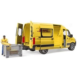 BRUDER 02671 - Mercedes Sprinter DHL con guidatore, con scatola con pacchetti di spedizione