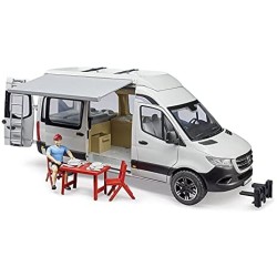 BRUDER 02672 - Mercedes Sprinter Camper con guidatore, set da campeggio con tavolo e stoviglie