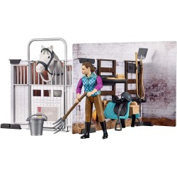BRUDER 62506 - Bworld Set stalla per la cura del cavallo
