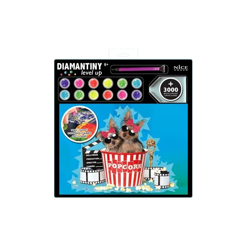 DIAMANTINY Level Up - Nice Group Creative Art, Diamond Painting Kit crea il mosaico, PETS, Hollywood, Multicolor, 96121