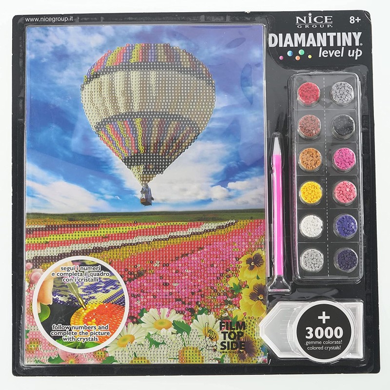 DIAMANTINY 96304, Level Up - Nice Group Creative Art, Diamond Painting Kit crea il mosaico, LANDSCAPE, Mongolfiera, Multicolore