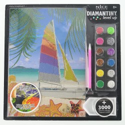 DIAMANTINY 96305 - Level Up Nice Group Creative Art, Diamond Painting Kit crea il mosaico, LANDSCAPE, Barca a vela, Multicolore
