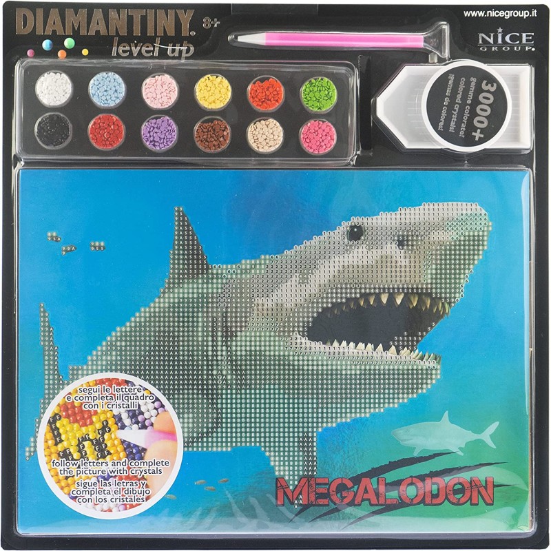 DIAMANTINY Level Up - Nice Group Creative Art, Diamond Painting Kit crea il mosaico, DINOSAURS, Megalodon