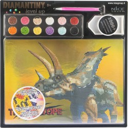 DIAMANTINY Level Up - Nice Group Creative Art, Diamond Painting Kit crea il mosaico, DINOSAURS, Triceratope