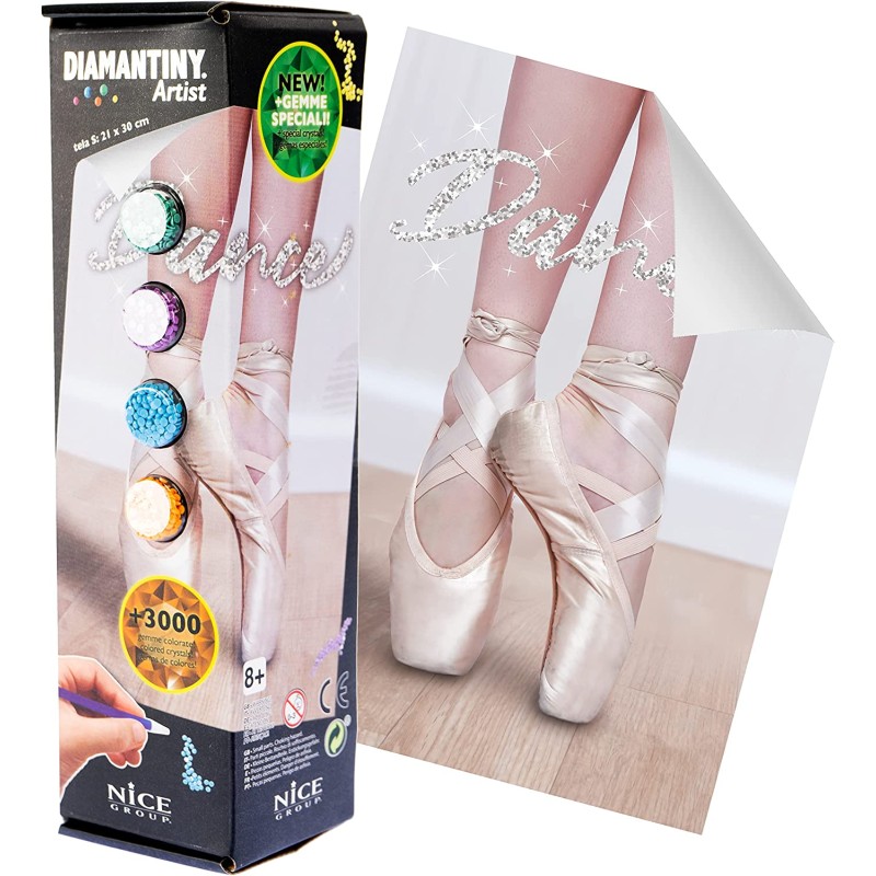 DIAMANTINY Artist - Small 21x30 - Attività Crystal Art, Diamond Painting Kit, Scarpette Ballerina Shoes