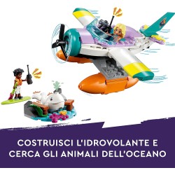 LEGO 41752 Friends Idrovolante di Salvataggio, Aereo Giocattolo Soccorso Animali con Figura di Balena e Mini Bamboline