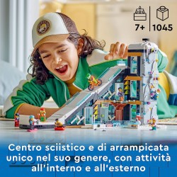 LEGO 60366 City Centro Sci e Arrampicata, Modular Building Set a 3 Livelli con Pista, Negozio Sport Invernali, Bar, Ascensore e 