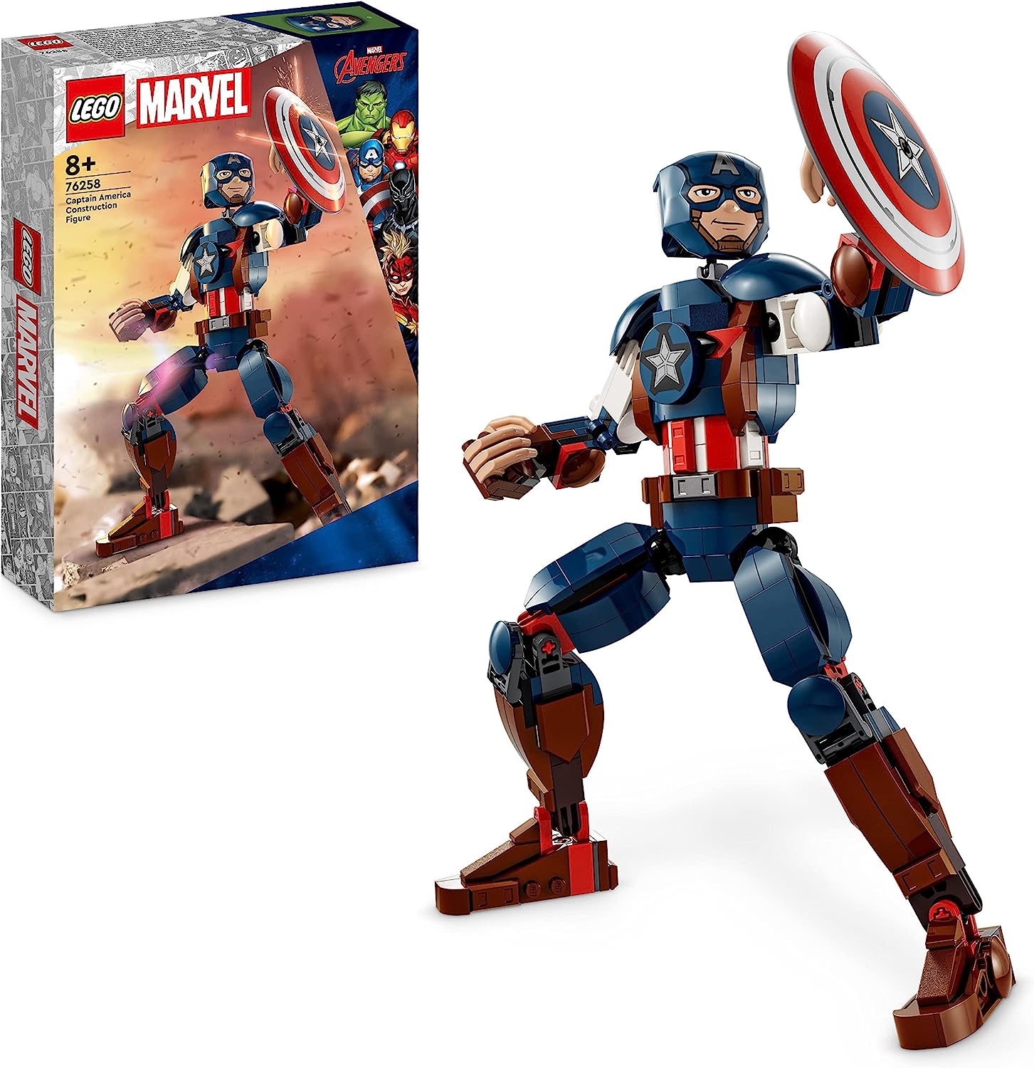 LEGO 76258 Marvel Personaggio di Captain America, Giocattolo da  Esposizione, Supereroe da Costruire con Scudo, Collezione Avenge