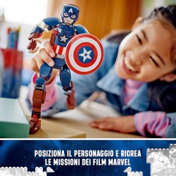 LEGO 76258 Marvel Personaggio di Captain America, Giocattolo da Esposizione, Supereroe da Costruire con Scudo, Collezione Avenge