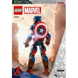 LEGO 76258 Marvel Personaggio di Captain America, Giocattolo da Esposizione, Supereroe da Costruire con Scudo, Collezione Avenge