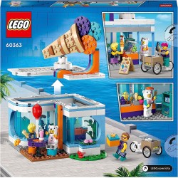 LEGO 60363 City Gelateria, Giochi per Bambini e Bambine dai 6 anni in su con Carretto dei Gelati Giocattolo e 3 Minifigure, Set 